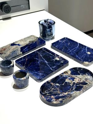 comprare Pietra di lusso Brasile Cloisonne Piatto e tazza di marmo blu naturale per la tavola Servire vassoio, vassoio di stoccaggio, vassoio del tè online manufacture