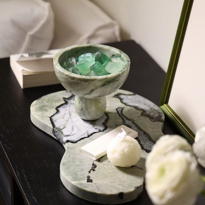 কেনা বিলাসবহুল পাথর ঠান্ডা Emerald Jade বরফ সবুজ মার্বেল প্লেট এবং টেবিল পরিবেশন জন্য বাটি, সঞ্চয়স্থান ট্রে online manufacture