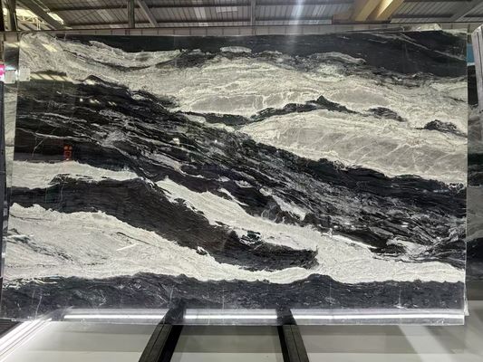 Beli Brasil Hitam dan Putih Marmer Batu Mewah Book-match Latar Belakang Fitur Dinding Batu Lantai Mewah online manufacture