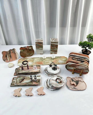 kopen Italië Bvlgari Roze Marmeren Dienblad Handgemaakt Gepolijst Plat Marmeren Dienblad online manufacture