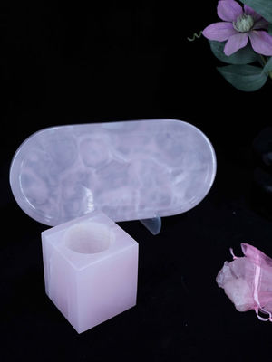 comprar Placa de servicio de mármol de color rosa jade pulido Placa de joyería de mármol de larga duración online manufacture