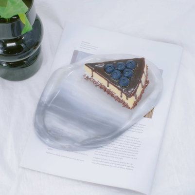 Beli Brazil Grey Blue Marble Plate Tray Dekoratif tahan korosi online manufacture