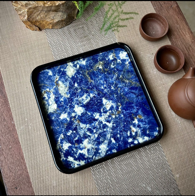 comprar Bandeja de mármore azul boliviano brasileiro artesanal fácil de limpar à prova de corrosão online manufacture