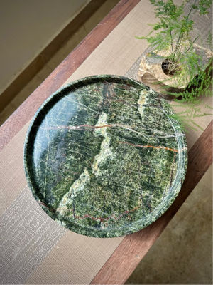 kopen Italiaanse groene ronde marmeren decoratieve dienbak online manufacture