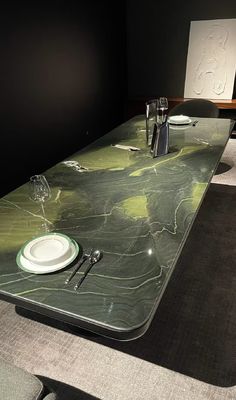 acheter Table de salle à manger en marbre brésilien adouci, dessus en marbre vert, très résistante online manufacture