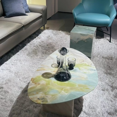 comprar Conjunto de Mesa de Centro em Mármore Azul Capri Italiano Minimalista Moderno com Superfície Polida online manufacture