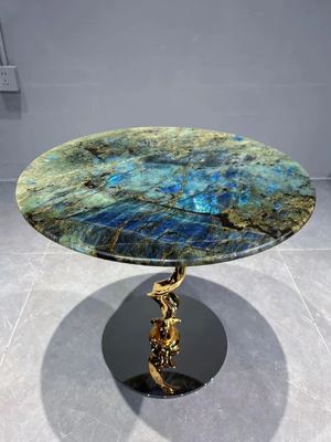 Buy Blue High Hardness Marble Bedside Table Round Marble Table Timeless Aesthetic online manufacture