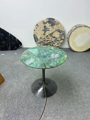 kaufen Brasilianischer grüner hitzebeständiger Marmor-Couchtisch, runder Marmor-Couchtisch online manufacture