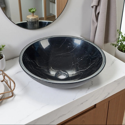 Buy Nero Margiua Stone Bathroom Sink Glacier Veined Stone Sink Basin Durable For Luxury Hotel online manufacture