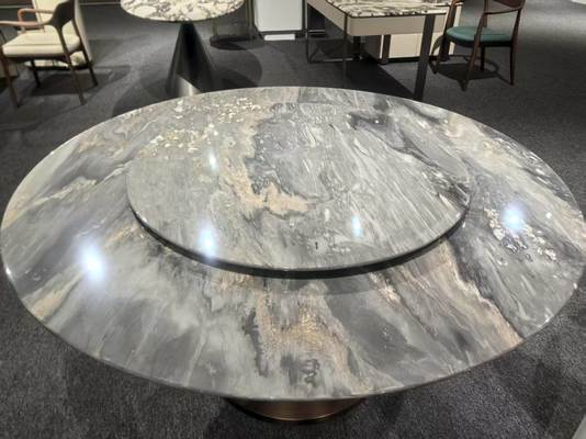 comprar Italian Palissandro Blue Marble Round Dining Table with Polished Surface and Gray Blue White Veins online manufacture
