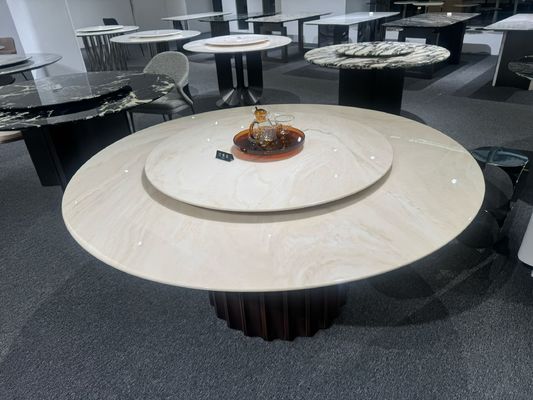comprar Luxury Round Dining Table in White with Gold Veins Natural Marble for Elegant High-End Interiors online manufacture
