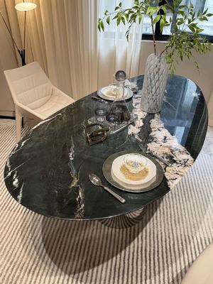 comprar Luxury Mica Green Marble Dining Table with Emerald Green Surface and Silver White Veins online manufacture