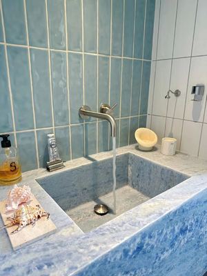 satın al Lüks Mavi Kristal Mermer Lavabo | Premium Banyolar için Safir Mavi Vanity online manufacture