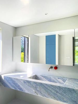 Beli Wastafel Marmer Biru Brasil Mewah | Urat Kristal untuk Kamar Mandi Premium online manufacture