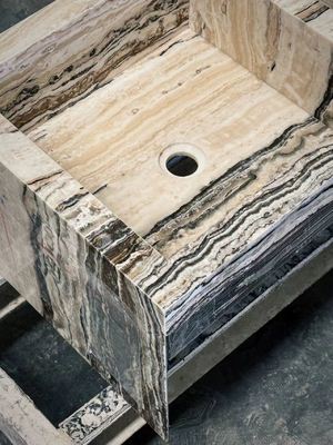 Beli Kolam renang Tiramisu Travertine Mewah Beige dan Batu Brown Vanity online manufacture