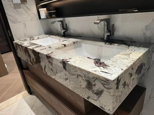 Buy Snowy Mountain Blue Marble Vanity Top - Luxury Bathroom Countertop with Gray Blue Veins online manufacture