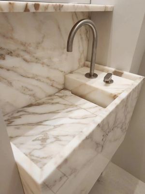 خرید Calacatta Crestola Marble Vanity Top - Luxury Golden Veined Bathroom Countertop online manufacture