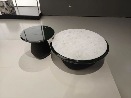 kaufen Kaffeetisch aus Kristallweißem Marmor - Luxuriöses Kunst-Mittelstück mit Wolkenaderung für das Wohnzimmer online manufacture