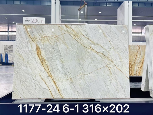 Marmer Mewah Calacatta Crestola Italia untuk Dinding Fitur Latar Belakang Book-match, Lantai Mewah