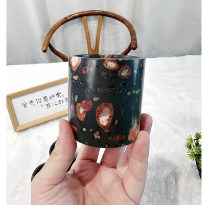 Tasses à boire en marbre de jade de fleur de prunier Tasses à expresso en marbre Durables avec surface polie
