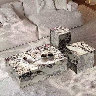 Art Combination Coffee Table in Bvlgari Purple Marble | Elegant Centerpiece