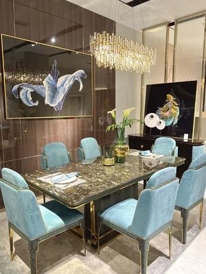 Platinum Diamonds Marble Luxury Dining Table | High-End Villa & Apartment Centerpiece