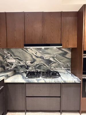 Purple Landscape Marble Vanity Top - Ink Wash Mountain Art Bathroom Countertop