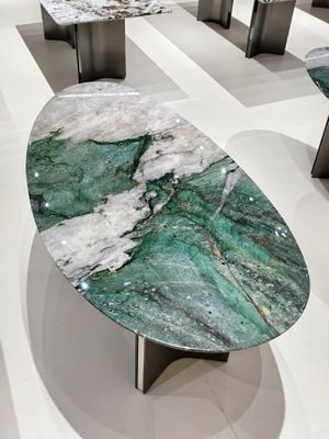 Emerald Marble Dining Table - Luxury Green Veined Art Table for Dining Room